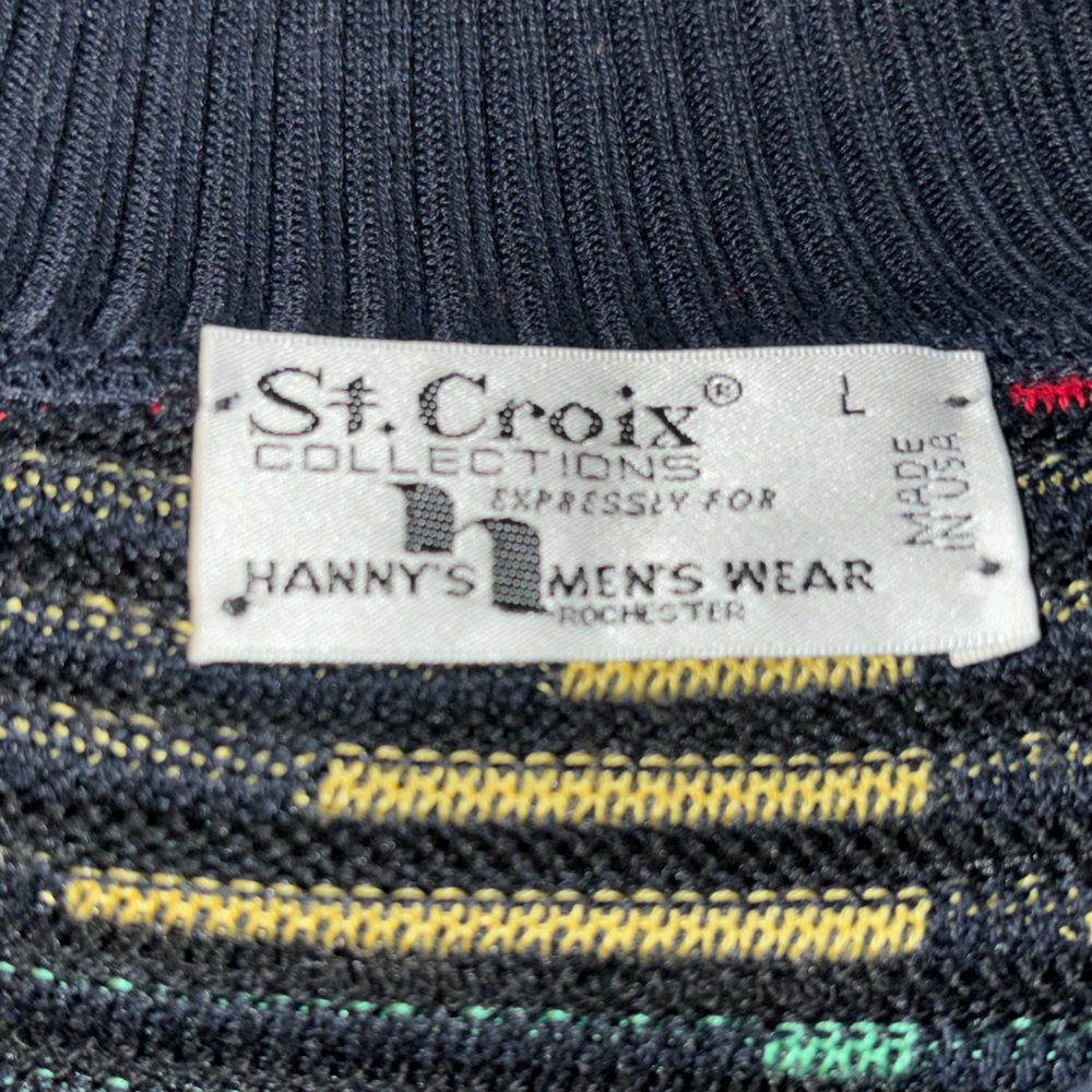 Vintage St. Croix Sweater Mens L Colorful 1/4 Zip Fashion Fit USA - Picture 7 of 7